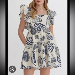 Entro Fruit Print Tiered Dress